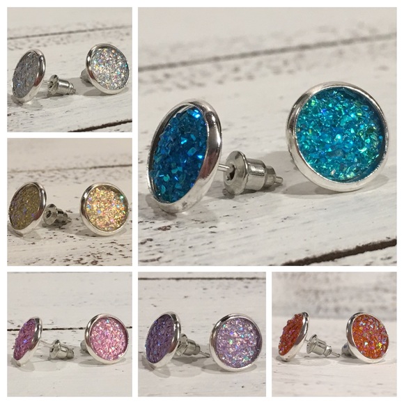 Acrylic ( Druzy Look Like ) Earrings Set of 6 - Picture 8 of 8